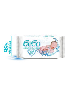 Бебешки мокри кърпи БЕБО с капак без аромат 64 бр.