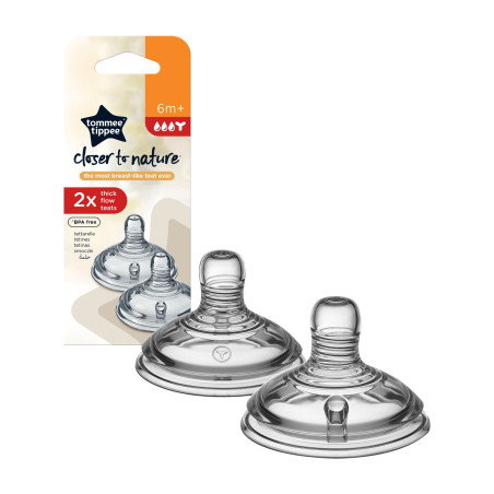 Силиконови биберони за хранене Tommee Tippee Natural Start Звезда, с бърз поток 4 капки, с прорез за по-гъсти храни, 6м+