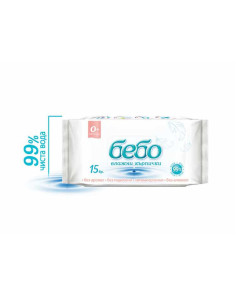 Бебешки мокри кърпи БЕБО с вода 15 бр.