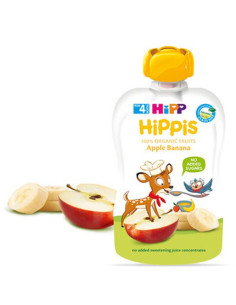 БИО Плодово пюре Hipp HiPPiS ябълка и банан 100гр.