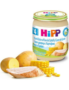 БИО пюре Hipp Сладка царевица с картофено пюре и пуешко месо 125гр.