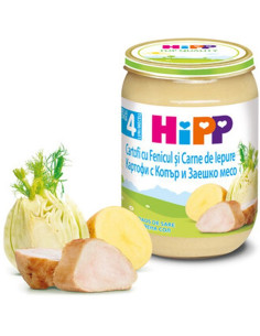БИО пюре Hipp Картофи с копър и заешко месо 190гр.