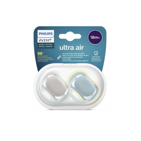 Ортодонтични залъгалки Philips-Avent Ultra Air, 2 броя, със стерилизаторна кутия, 18м+
