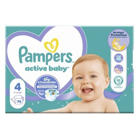 PAMPERS 9% ДДС Active Baby Размер 4, пелени, GP, 76 бр.