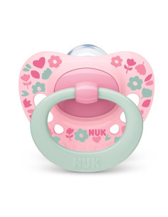 NUK Биберон залъгалка силикон 6-18 мес. 1бр Signature + кутийка за съхранение и стерилизация в микровълнова - Зелен