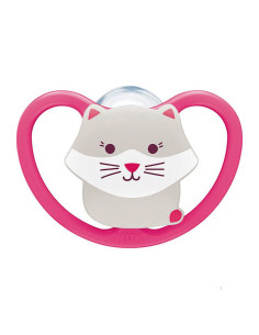 NUK биберон залъгалка силикон 6-18 мес. 1бр Space + box - Лъв