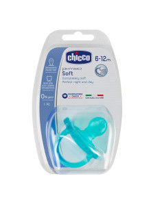 Залъгалка CHICCO Physio Soft силикон 6-12м, 1 бр момче
