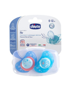 Залъгалка CHICCO Physio Air, силикон, 6-12м, 2 бр в опаковка момче