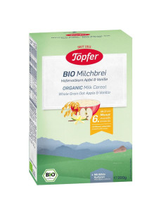 БИО Млечна каша Topfer Овес, Ябълка и Ванилия 6+м 200гр.