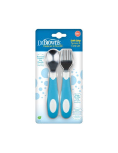 Комплект виличка и лъжичка Dr.Browns Син 12+m