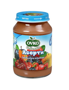 Бебешко пюре Bebelan Ovko Градински плодове- Асорти 5+м. 190гр.