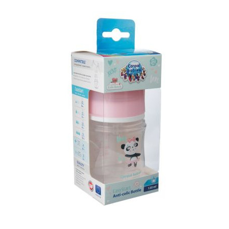Бебешко шише антиколик с широко гърло Canpol Toys, розово 120мл.
