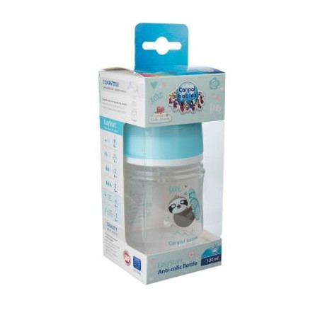 Бебешко шише антиколик с широко гърло Canpol Toys, синьо 120мл.