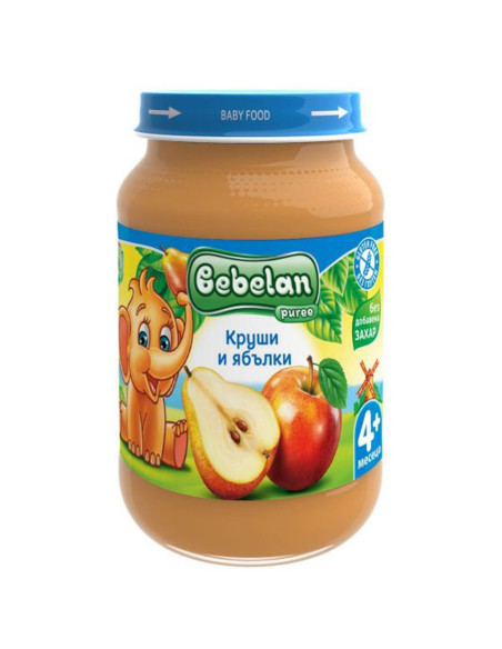 Бебешко пюре Bebelan Puree Круши и ябълки 4+м. 190гр.