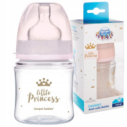 Шише антиколик с широко гърло Canpol Easy Start Royal Baby, 120 мл, розово