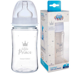 Шише антиколик с широко гърло Canpol Easy Start Royal Baby, 240 мл, синьо