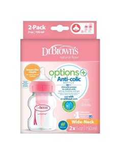 Бебешко шише Dr.Browns Wide-Neck Options+ 150 мл, 2 бр., Розов 2