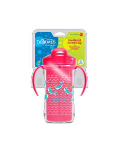 Чаша термо Dr.Browns със сламка 300 мл розова 12м+ 2