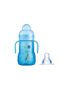 Тренировъчна чаша MAM 2в1, 220 ml, Син, MAM-FED61