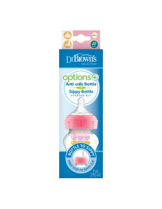 Преходно шише Dr.Browns Wide-Neck Options+ Pink Hearts 270ml 2