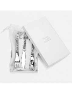 Комплект посребрени бебешки прибори Widdop Bingham-виличка, лъжичка и ножче CG307