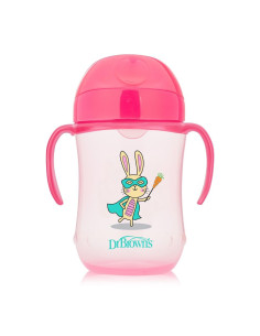Чаша Dr.Browns преходна с дръжки 270мл. Супергерой 9m+ Розова