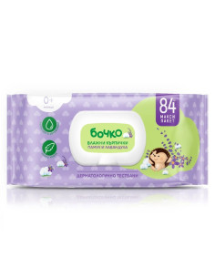 Бебешки мокри кърпи памук и лавандула Бочко 84 бр.