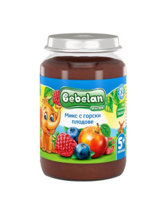 Бебешко пюре Bebelan Горски плод малина и боровинка 5м+ 190 гр. 7387