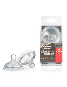 Силиконови биберони за хранене Tommee Tippee Natural Start Звезда, с бърз поток 4 капки, с прорез за по-гъсти храни, 6м+ 2