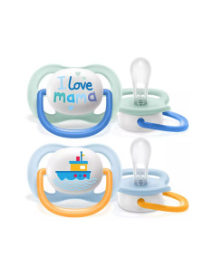 Ортодонтични залъгалки Philips-Avent Ultra Air Happy, 2 броя, със стерилизаторна кутия, надпис/лодка, 0-6м 2