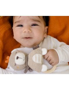 babyFEHN - Дъвкалка с дървена халка Теди FehnNATUR, 17 см