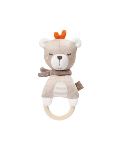 babyFEHN - Дъвкалка с дървена халка Теди FehnNATUR, 17 см 2