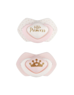 Комплект от симетрични силиконови залъгалки Canpol Royal Baby, 2 броя, 0-6 м, розови