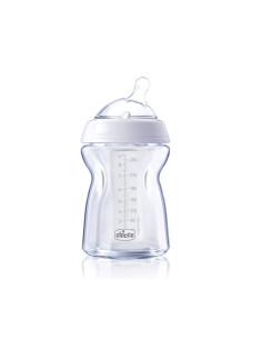 Бебешко стъклено шише Chicco Natural Feeling, 0м+, 250 мл