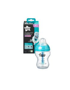 Самостерилизиращо се бебешко шише за хранене Tommee Tippee Advanced Anti-Colic+, 260 мл, 0м+, с иновативна система за намаляв
