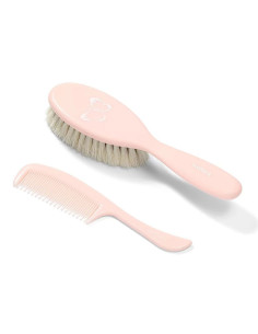 Гребен и четка с естествен косъм BabyOno, розови