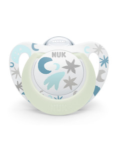 Силиконова залъгалка Nuk Star Night, 1 брой, с кутийка, 0-6м