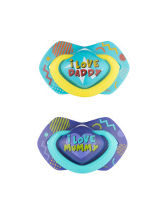 Комплект от симетрични силиконови залъгалки Canpol Neon Love, 2 броя, 0-6 м, сини 2