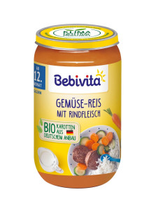 Био пюре Bebivita зеленчуци, ориз и телешко 250гр. 12 месеца+ 16210