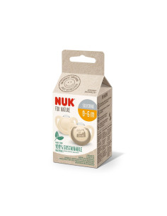Силиконова залъгалка/биберон Nuk for Nature, 2 броя, 0-6м, крем 2