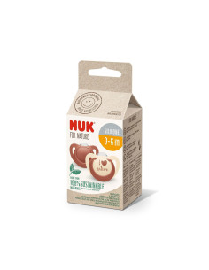 Силиконова залъгалка/биберон Nuk for Nature, 2 броя, 0-6м, червена 2