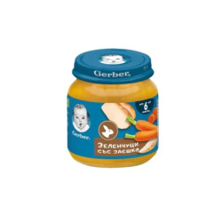 Gerber Храна за бебета Пюре от зеленчуци и заешко от 6-ия месец, 125g, бурканче