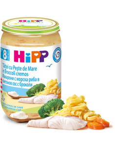 БИО пюре Hipp Макарони с морска риба в сметанов сос и броколи 220гр.