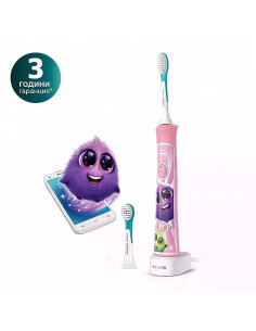 Philips Sonicare Детска звукочестотна четка за зъби For Kids, с вграден Bluetooth, розова HX6352/42