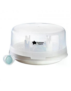Парен стерилизатор за микровълнова фурна Tommee Tippee Micro Steri, с включена ортодонтична залъгалка 0-6м