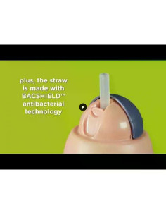 Неразливаща се термочаша със сламка SuperStar Insulated Straw Cup, с антибактериално покритие Bacshield, 266 мл, 12м+, розова 2