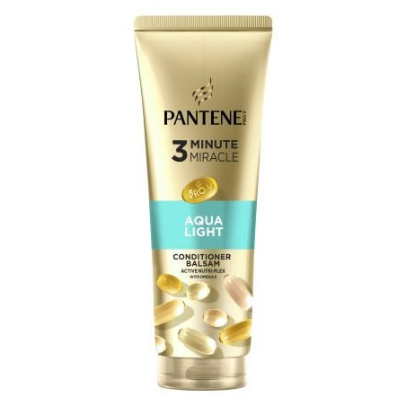 PANTENE Aqua Light 3 Minute Miracle, балсам, за фина и склонна към омазняване коса, 220 мл