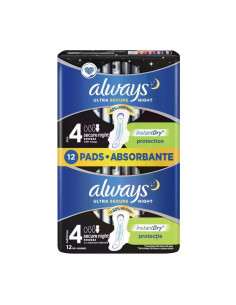 ALWAYS Ултра Секюър Найт, Размер 4, дамски превръзки, Дуо, 6D, 12 бр.