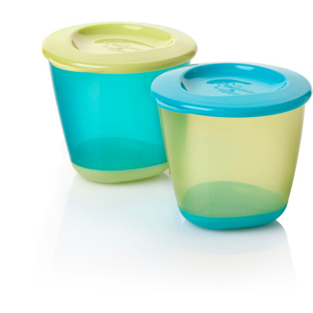 Големи контейнери за съхранение на храна Tommee Tippee, с вместимост 120 мл, 4м+, за употреба в хладилник или фризер, 2бр.