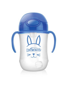 Чаша с гъвкава сламка с тежест Dr.Browns 270 мл. Синя 6m+